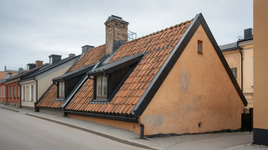 takoml ggning med tegelpannor p sekelskifteshus i s dermalm rikst ckande